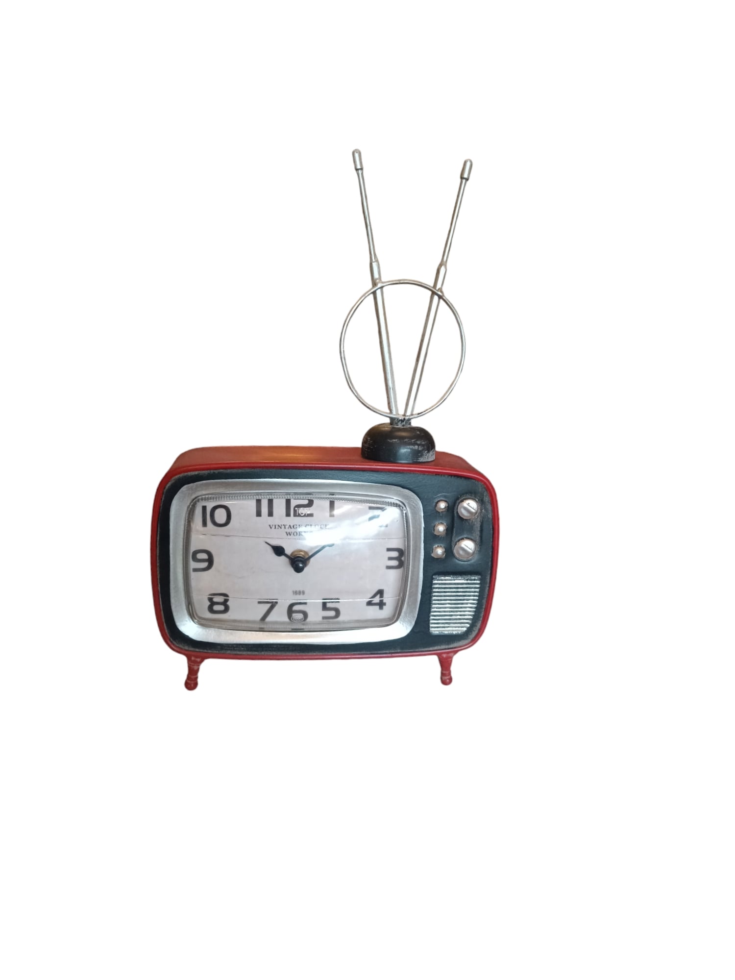 RELOJ VINTAGE DISEÑO TV CON ANTENA - 1
