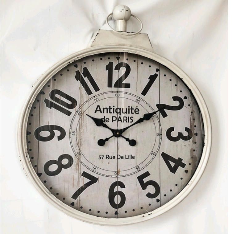 RELOJ PARED METAL VINTAGE BLANCO 60 CM - 1
