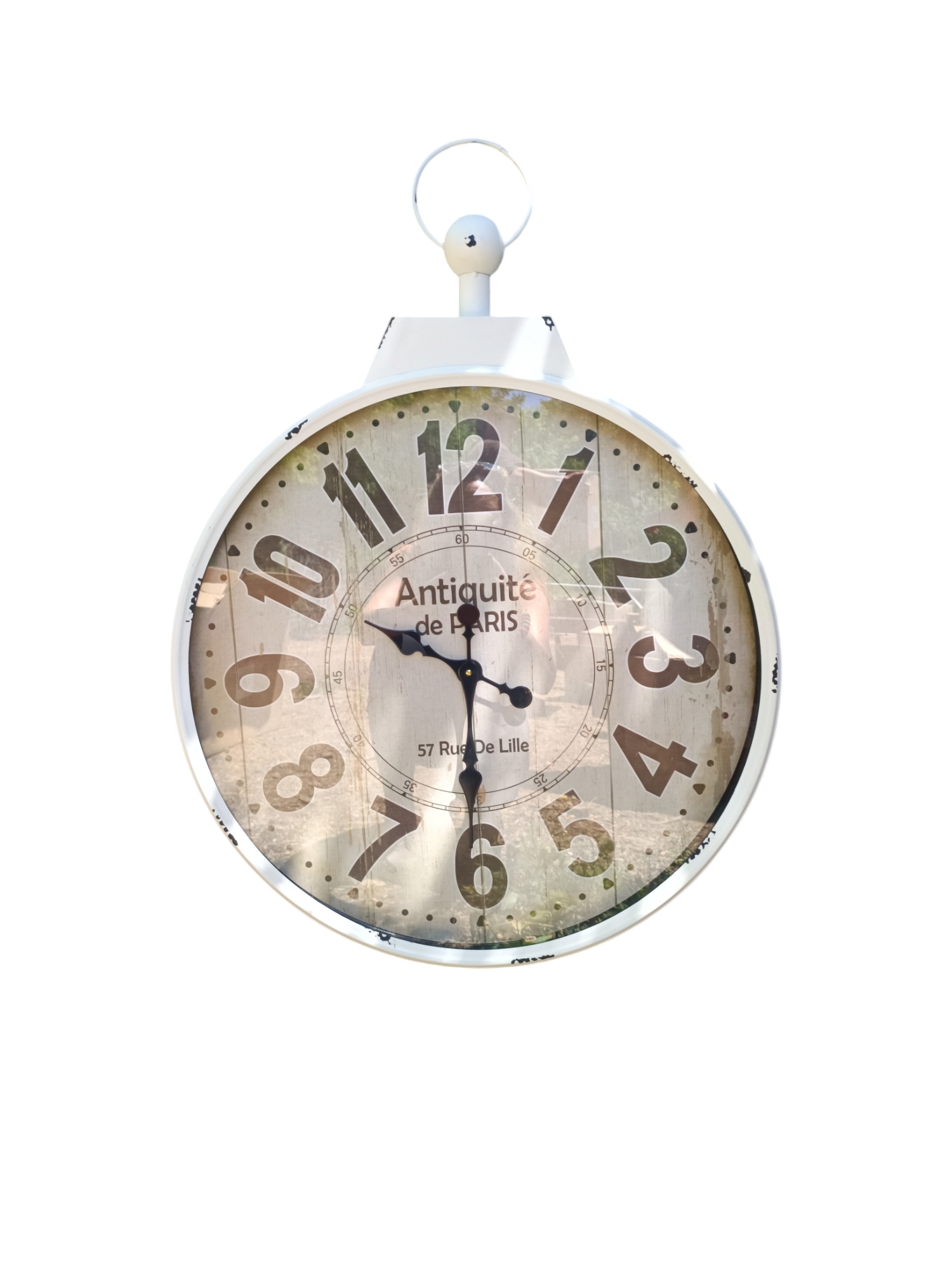RELOJ PARED METAL VINTAGE BLANCO 60 CM - 2