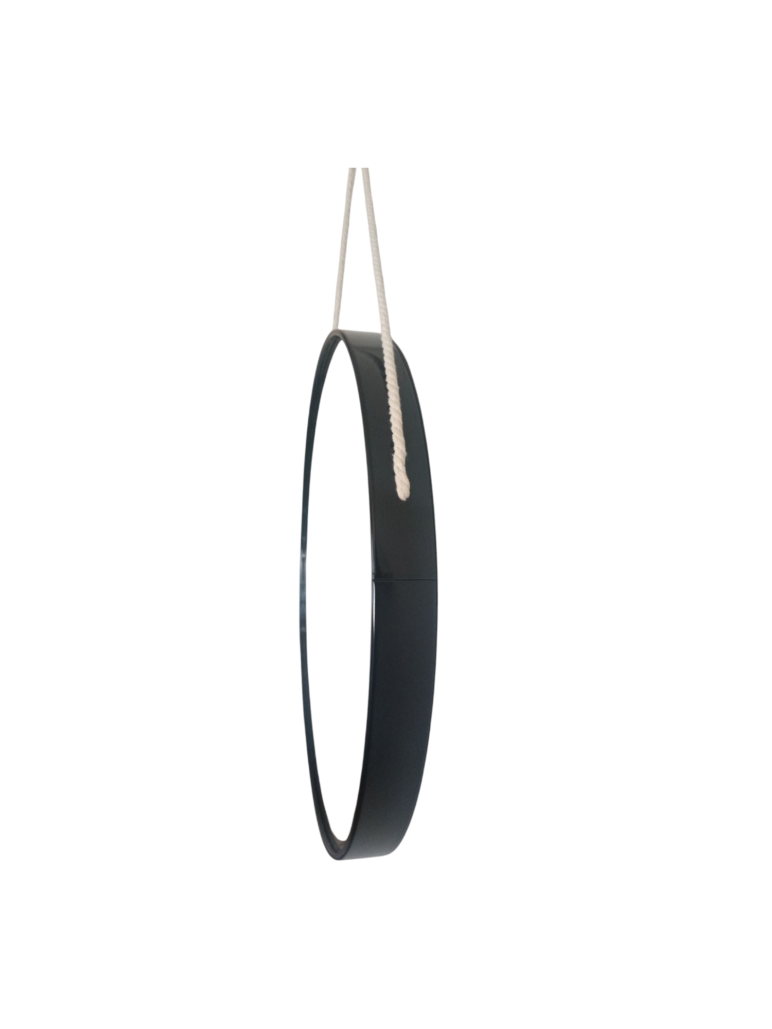 ESPEJO PARED REDONDO 50 CM NEGRO - COLGANTE CORDEL - 3