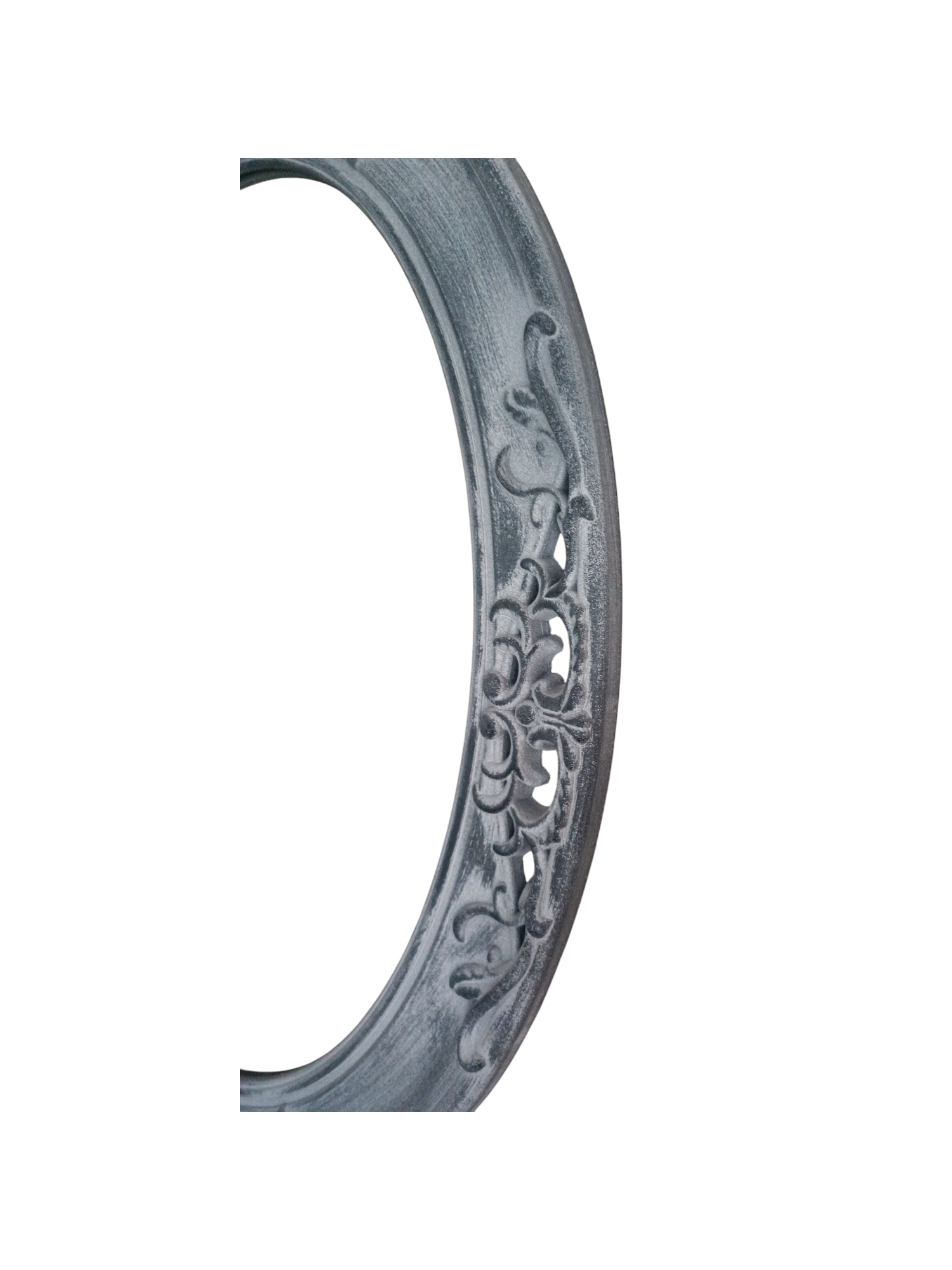 ESPEJO OVALADO PARED VINTAGE GRIS DECAPADO BLANCO - 3