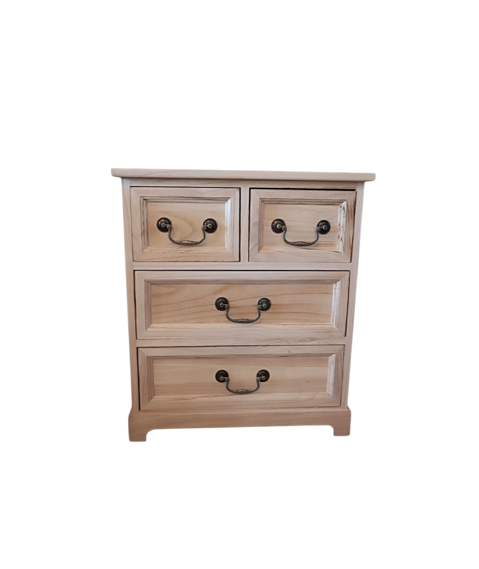MESA DE NOCHE MADERA COLOR NATURAL 4 CAJONES - 1