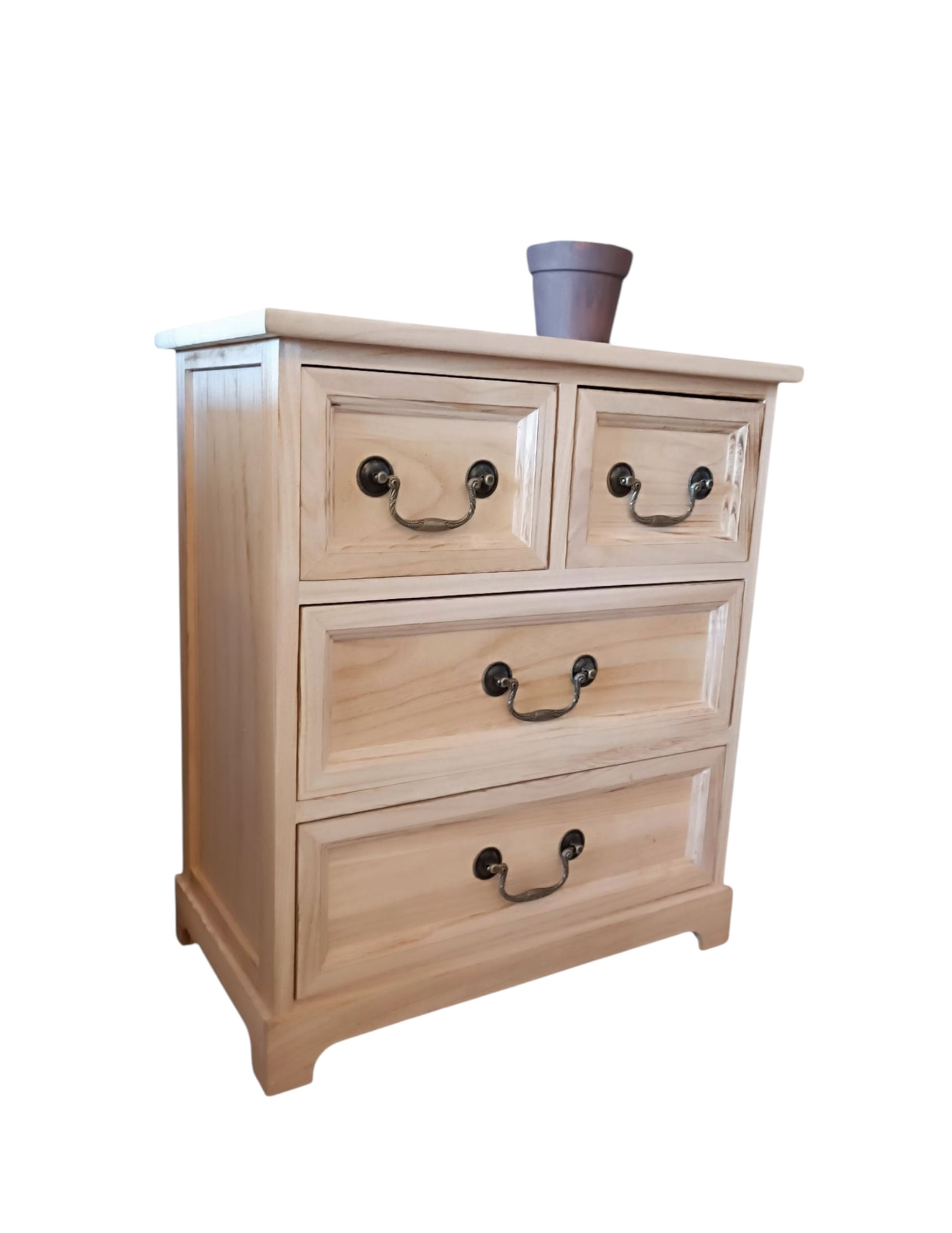 MESA DE NOCHE MADERA COLOR NATURAL 4 CAJONES - 3