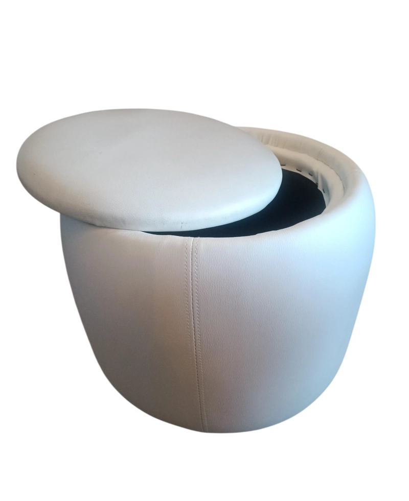 POUF ECOCUERO MODERNO COLOR BLANCO - 2