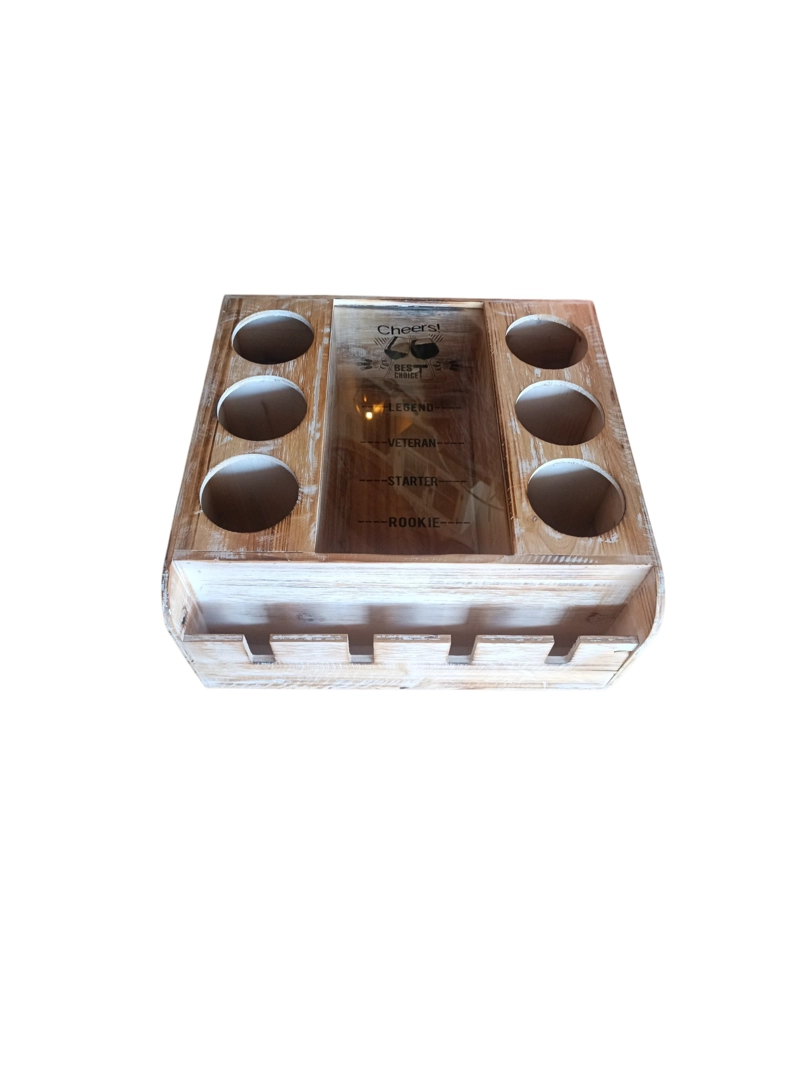 CAVA MADERA 6 VINOS , CON DISPENSADOR DE CORCHOS Y COPAS - 2