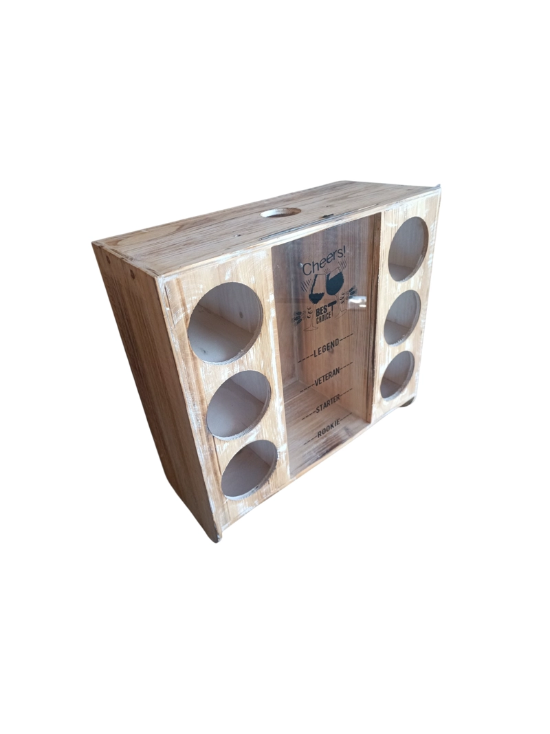 CAVA MADERA 6 VINOS , CON DISPENSADOR DE CORCHOS Y COPAS - 3