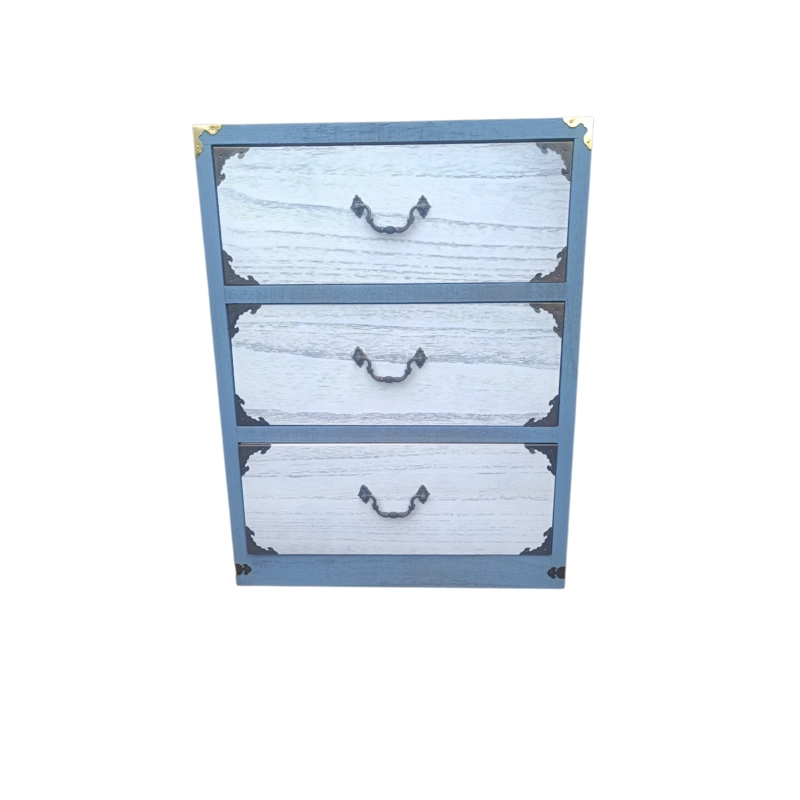 VELADOR MADERA 3 CAJONES RUSTICO GRIS AZULADO - 1