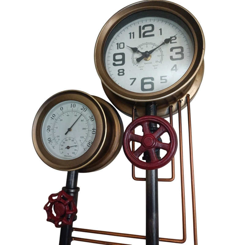 RELOJ PARED INDUSTRIAL TUBERIAS CON MARCADOR TEMPERATURA - 2