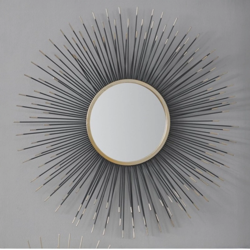 ESPEJO PARED ART DECO METAL DISEÑO SOL - 2