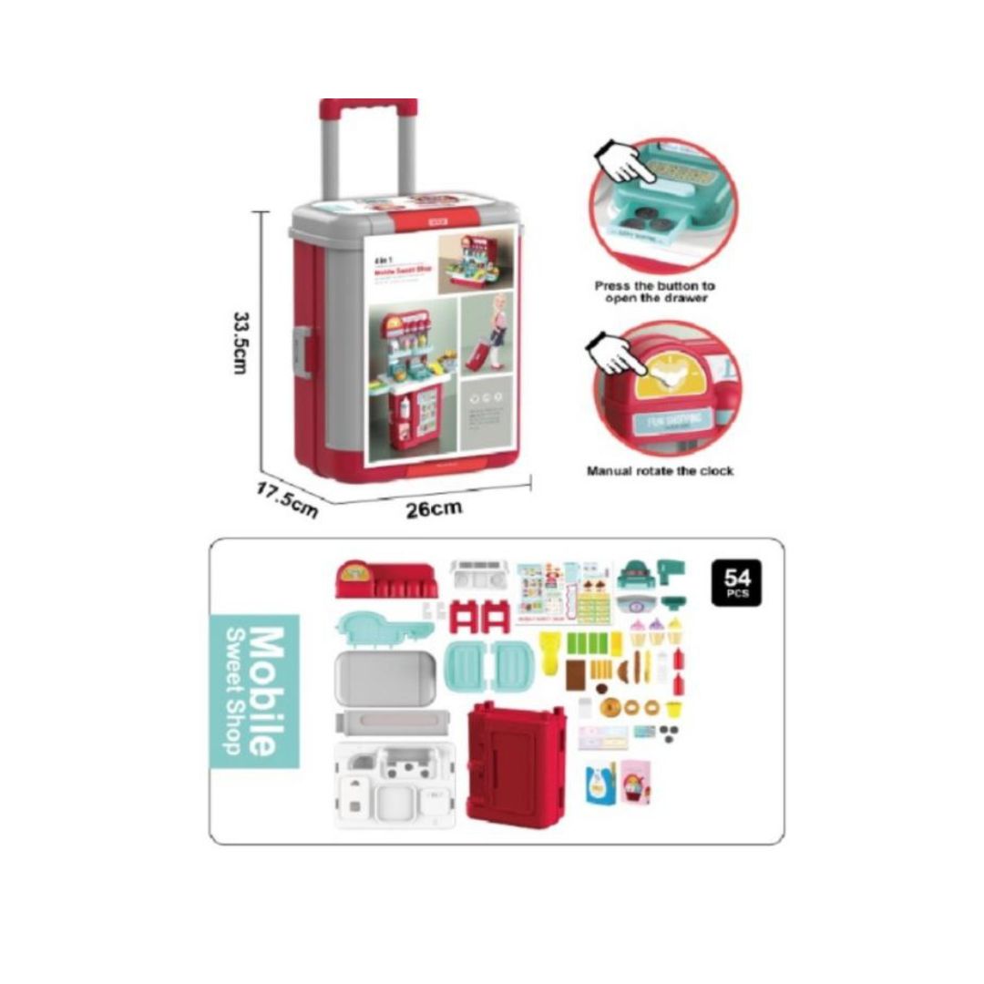 TIENDA DE DULCES MÓVIL BOWA 4 EN 1 – ROJO Y GRIS JUGUETE - 1