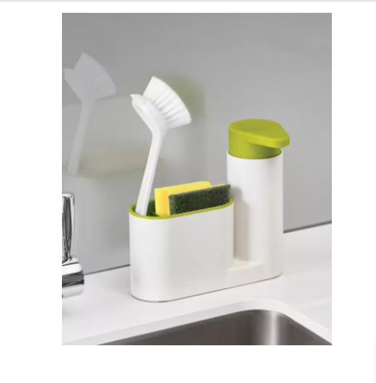 DISPENSADOR DE LAVA LOZAS CON PORTA ESPONJA Y FRASCO - 1