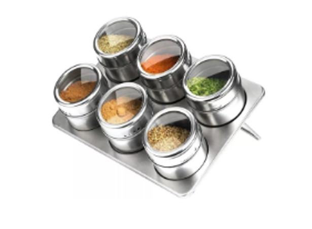 ESPECIEROS FRASCOS CONDIMENTOS COCINA MAGNÉTICOS METAL - 1