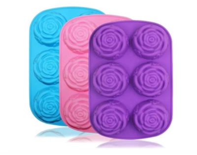 MOLDE SILICONA ROSAS 6 COCINA HORNO HOGAR CHOCOLATE JABON - 1