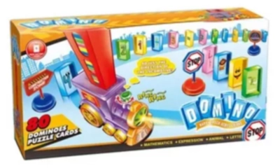 TREN DOMINO AUTOMÁTICO FICHA JUGUETE NIÑO COCHE - 1