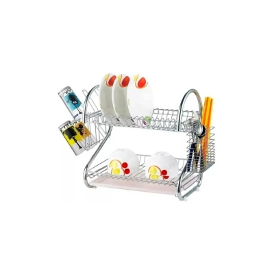 SECADOR ESCURRIDOR DE LOZA PLATOS INOXIDABLE GRANDE GRIS - 1