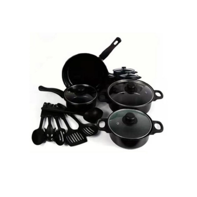 JUEGO DE OLLAS Y UTENSILIOS DE COCINA 13 PIEZAS NEGRO - 1