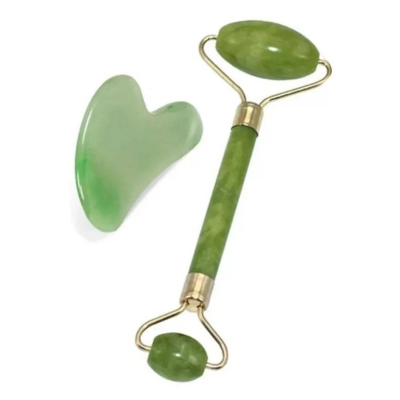 RODILLO MASAJEADOR FACIAL Y PIEDRA DE JADE 100 NATURAL - 1