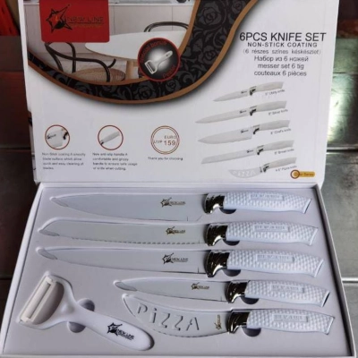 SET CUCHILLOS 6 PIEZAS JUEGOS CUCHILLOS CUCHILLO ASADO COCINA - 1