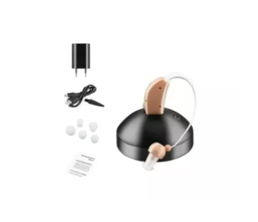 AUDIFONOS RECARGABLE SORDERA SORDOS CON BASE USB NEGROS - 1