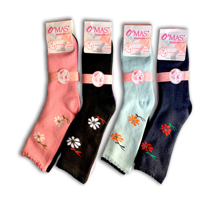 CALCETINES DE MUJER ESTAMPADO DE FLORES | 12 UNID - 1