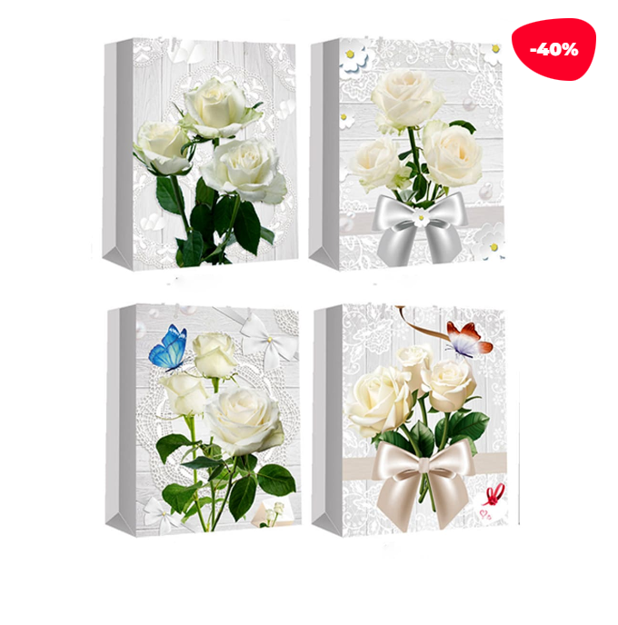 BOLSA REGALO ROSAS 26X10X32CM SURTIDO - 1
