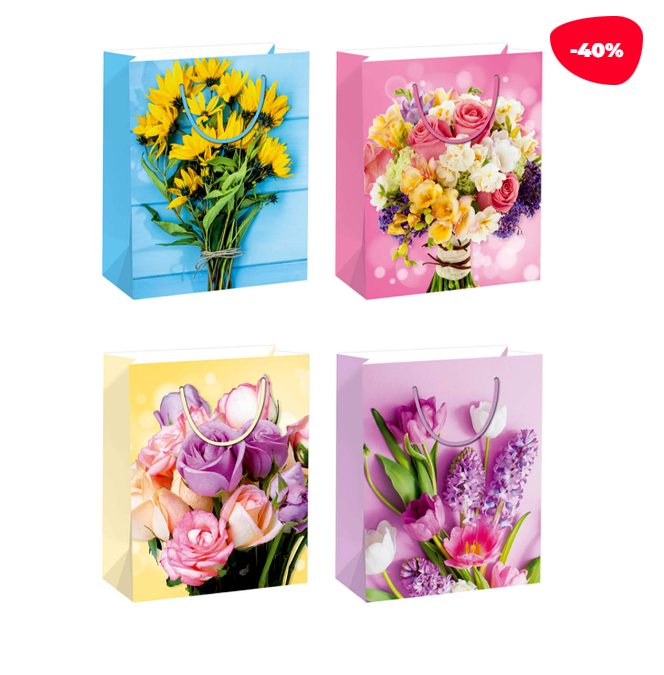 BOLSA REGALO FLORES FONDO SURTIDOS 26X10X32CM SURTIDO - 1