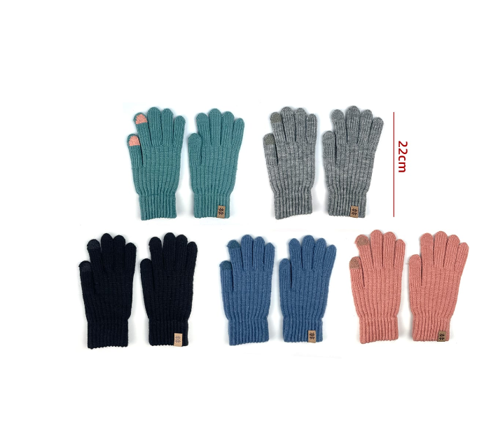GUANTES DE MUJER TACTIL DISEÑOS ACANALADO 22CM | 12 UNID - 1