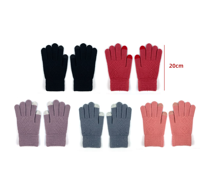 GUANTES DE MUJER TACTIL LISO ACRILICO 20CM | 12 UNID - 1