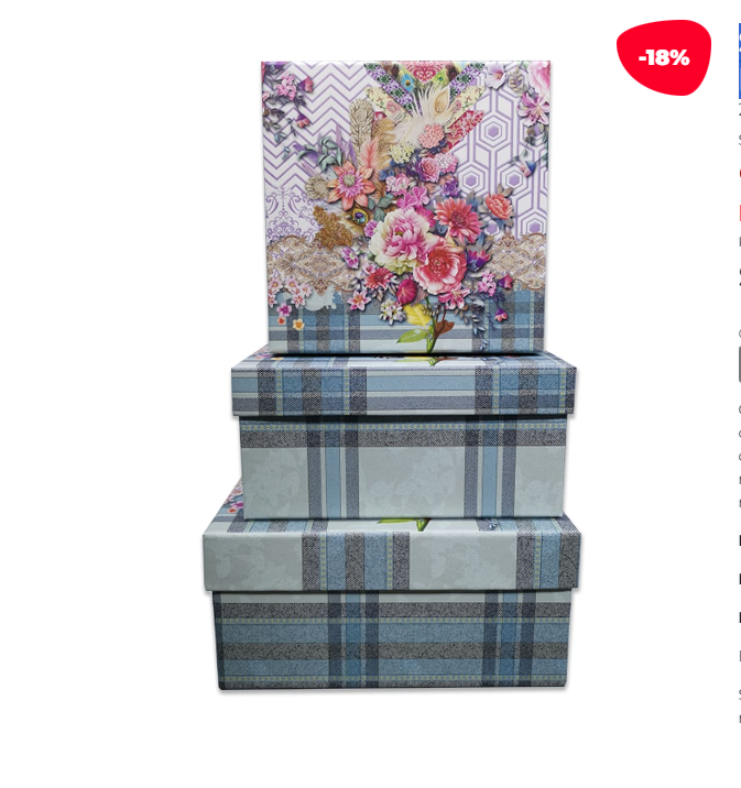 SET 3 CAJAS REGALO FLORES FONDE CUADROS - 1