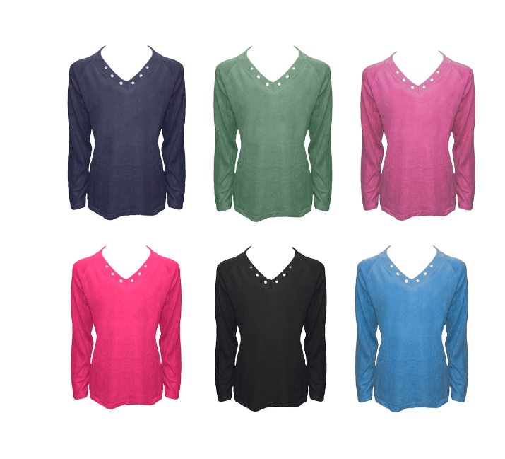 CAMISETA LOLA CUELLO V CON AROS MANGA LARGA | 12 UNID TALLA: M-L / L-XXL - 1