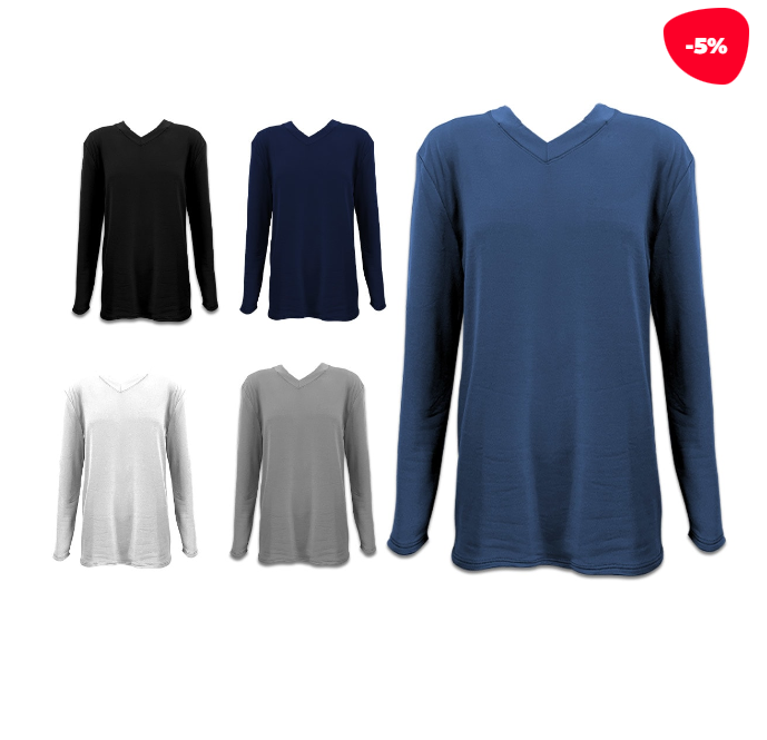 CAMISETA DE HOMBRE CON POLAR LISO SURTIDO CUELLO V | 12 UNID TALLA: M-L / XL-XXL - 1