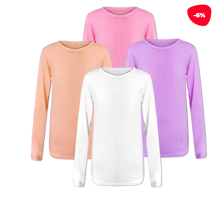CAMISETA NIÑA BAMBU CUELLO REDONDO |12 UNI. TALLA: 4-6/6-8/8-10/10-12 - 1