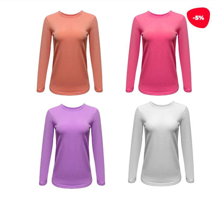 CAMISETA JUVENIL NIÑA CON POLAR COLOR LISO CUELLO REDONDO | 12 UNID TALLA: 13-14 / 15-16 / S-M - 1