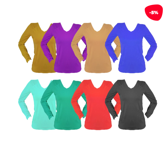 CAMISETA DE MUJER BAMBÚ CUELLO V |12 UNID TALLAS: M-L/L-XXL - 1