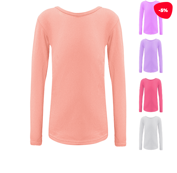 CAMISETA NIÑA CON POLAR COLOR LISO CUELLO REDONDO | 12 UNID TALLA: 5-6 / 7-8 / 9-10 / 11-12 - 1