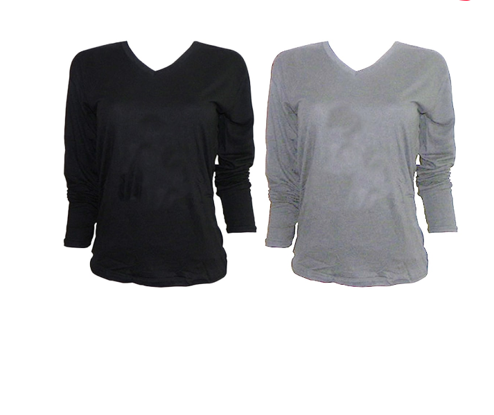 CAMISETA MUJER BAMBOO MANGA LARGA BLANCO Y NEGRO | 12 UNID TALLAS: M-L / L-XXL - 1