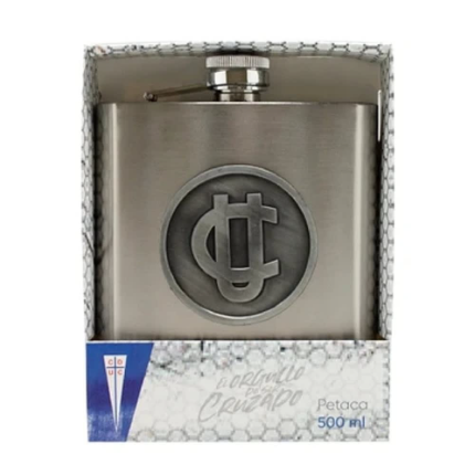 LICORERA PETACA METALICA 450ML UNIVERSIDAD CATOLICA - 1