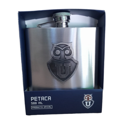 LICORERA PETACA METALICA 450ML UNIVERSIDAD DE CHILE - 1