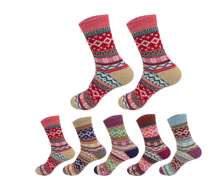 CALCETINES DE MUJER CON DISEÑOS SURTIDOS CACHEMIRA | 12 UNID - 1
