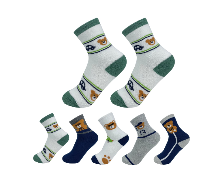 CALCETINES DE NIÑO DISEÑO OSO TOALLA 6-9 AÑOS | 12 UNID - 1