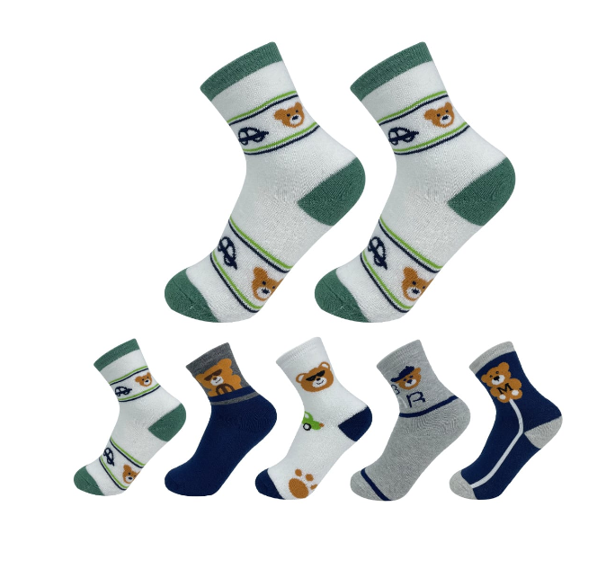 CALCETINES DE NIÑO DISEÑO OSO TOALLA 9-12 AÑOS | 12 UNID - 1