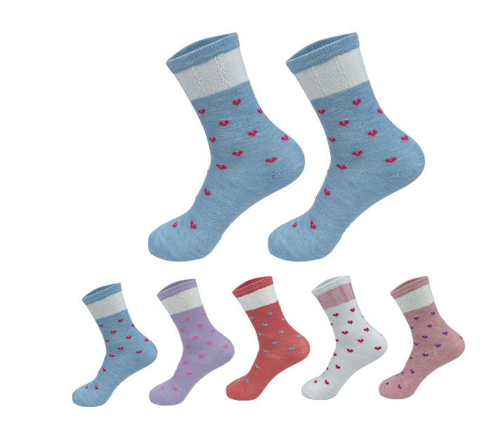 CALCETINES DE NIÑA DISEÑO CORAZON TALLA 9-12 AÑOS| 12 UNID - 1