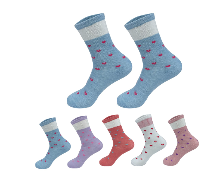 CALCETINES DE NIÑA DISEÑO CORAZON TALLA 6-9 AÑOS| 12 UNID - 1