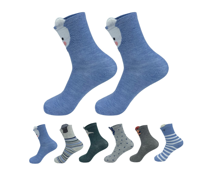 CALCETINES DE NIÑO LISO DISEÑO ANIMALES TALLA 6-9 AÑOS| 12 UNID - 1