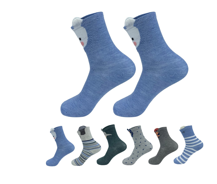 CALCETINES DE NIÑO LISO DISEÑO ANIMALES TALLA 9-12 AÑOS| 12 UNID - 1