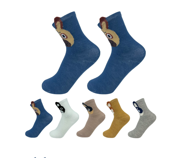CALCETINES DE NIÑO LISO DISEÑO PERRO TALLA 9-12 AÑOS| 12 UNID - 1