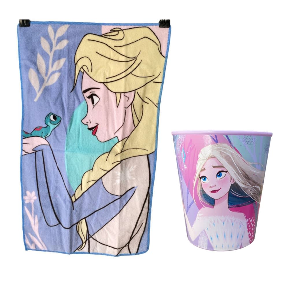 SET 2PCS DE TOALLA INFANTIL ELSA 30X50 CON VASO PARVULO - 1
