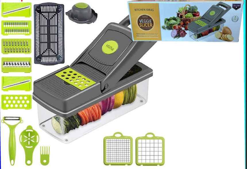 RALLADOR PICADOR CORTADOR FRUTAS Y VERDURAS MULTIUSO 14 EN 1 - 1