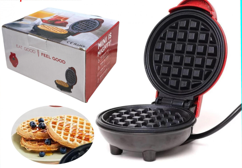 MINI WAFLERA REDONDA ELÉCTRICA REDONDA WAFLES ROJA - 1
