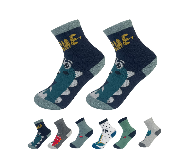 CALCETINES DE NIÑO TOALLA ESTAMPADO DINOSAURIO TALLA 3-6 AÑOS | 12 UNID - 1